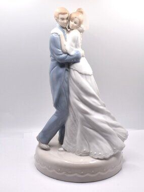 Bride and Groom Porcelain Figurine Music Box - "We've only just begun"